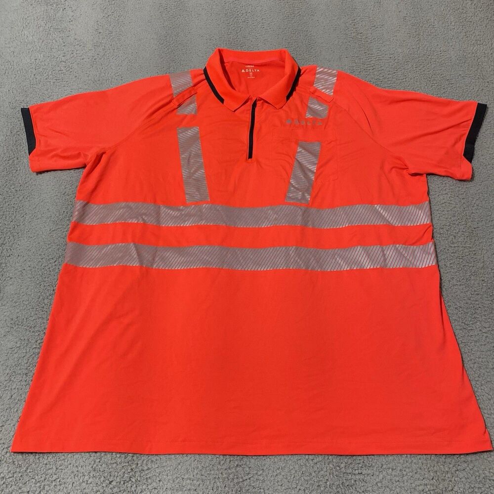 Delta Airlines Ramp Shirt Lands End Mens 3XLT Tall Orange 1/4 Zip Short Sleeve